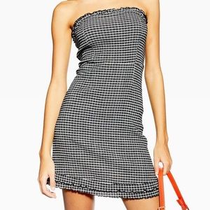 Topshop black/white plaid tube dress